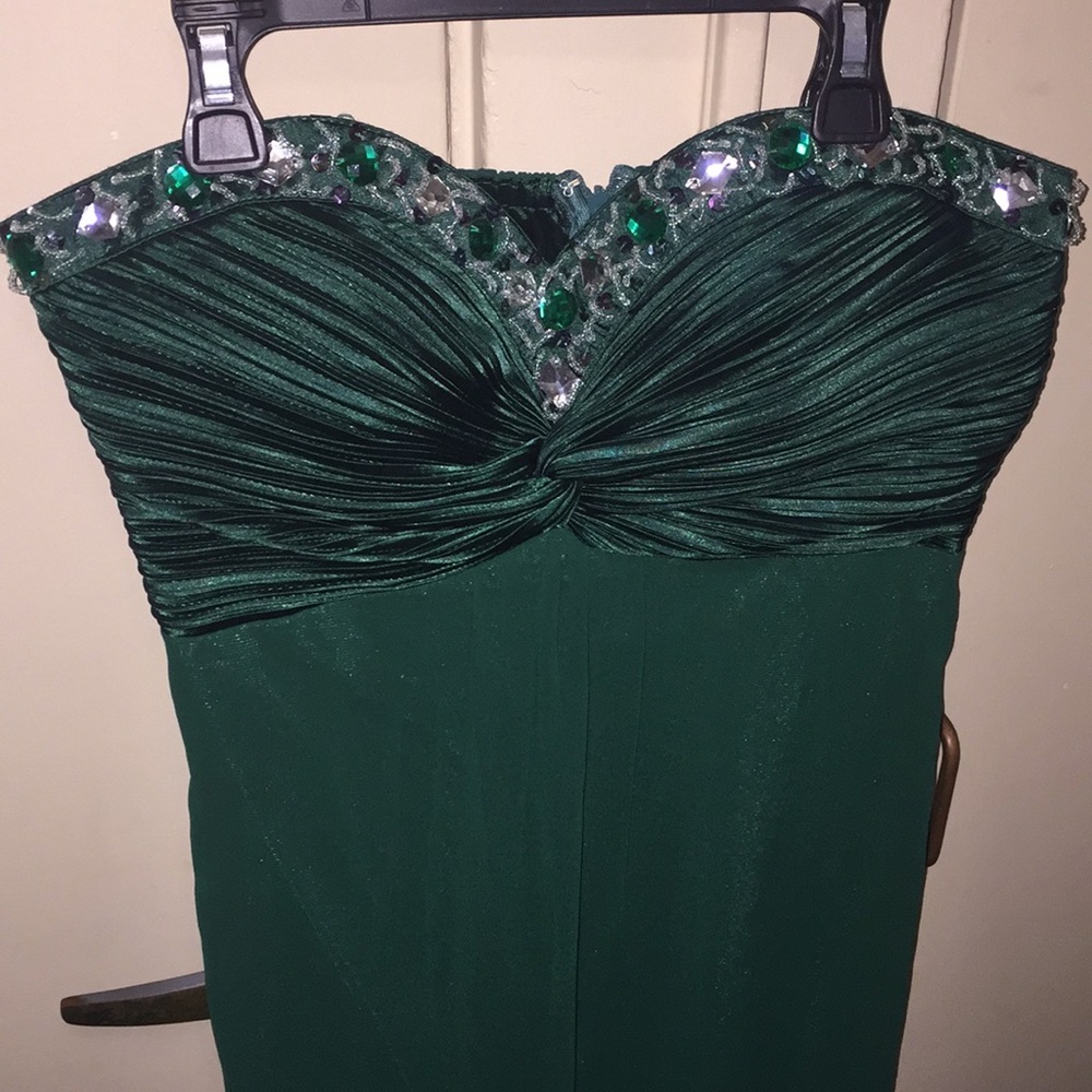 Gatsby Green Jeweled Strapless Prom Formal Dress